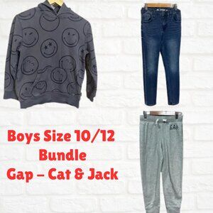 Boys Cozy Bundle GAP Smiley Hoodie (L) Cat & Jack Jeans (12) GAP Kids Joggers